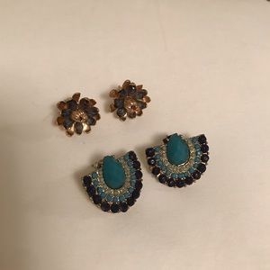 Jewel and floral earrings